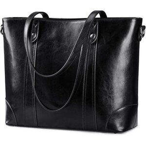 S-zone Women's Black Office 15.6 Inch Designer Cross Body Shoulder Handbag